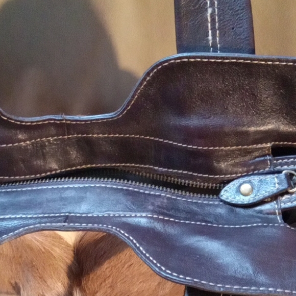 Elegant NUBUCK FUR / Leather Brown and Black Women's Shoulder Bag Like New - Picture 7 of 15